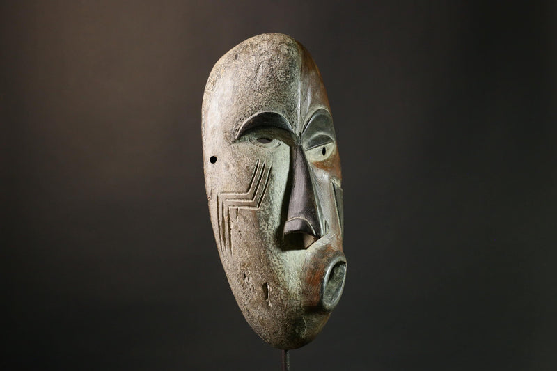 African Mask Authentic Igbo Ceremonial Face Mask Tribal Art Nigerian Wood Handcrafted Collectible Decor - G1899