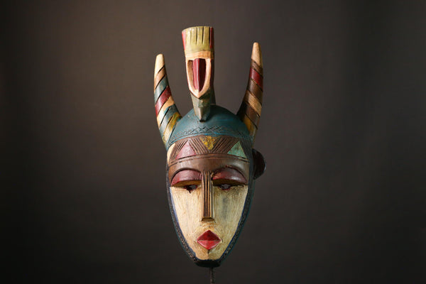 African Mask Antique Goli Mask Guru Tribe Wall Art Vintage Wooden Decor Authentic Tribal Sculpture Ethnic Home Accent-G3481