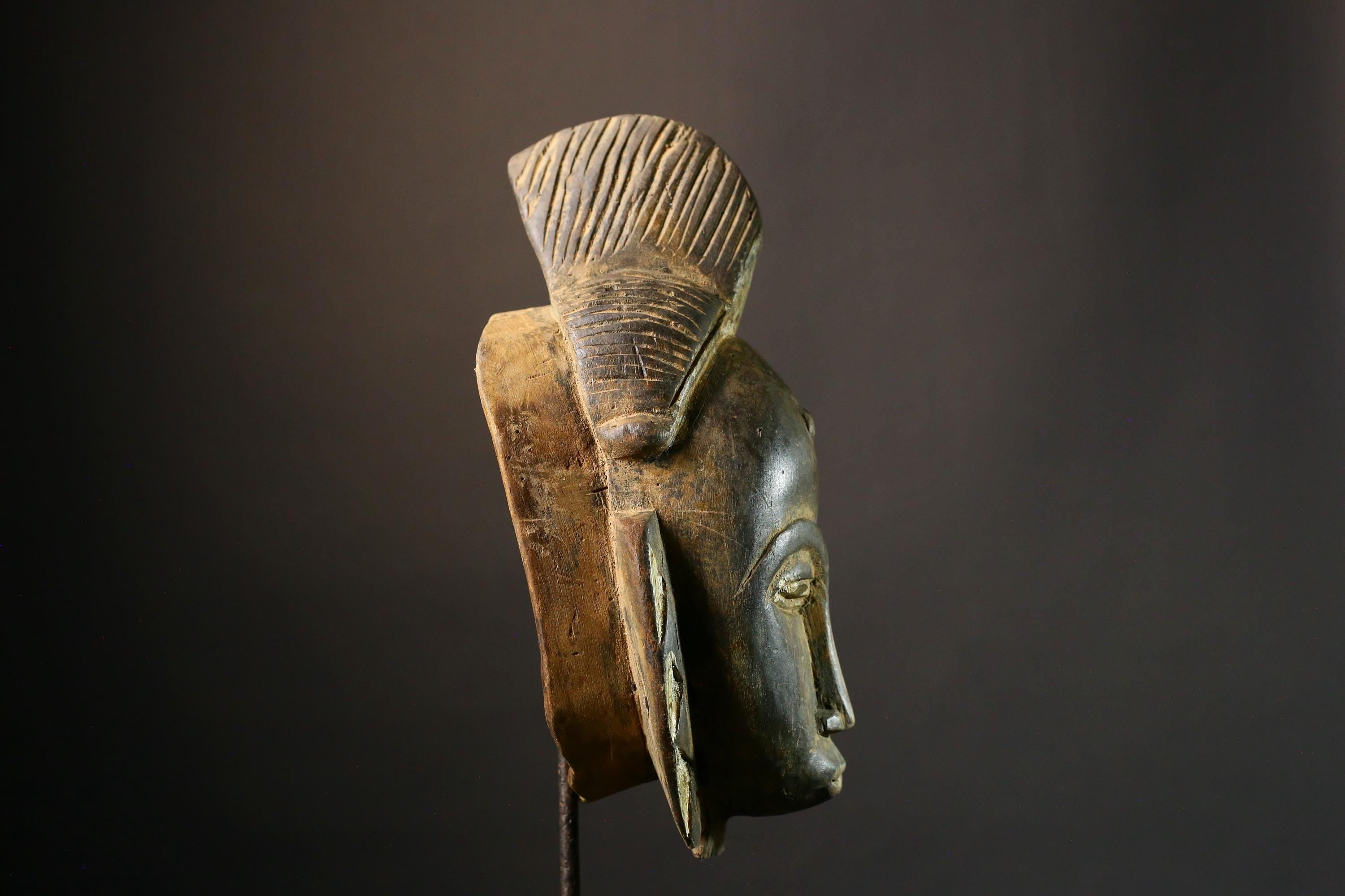 African mask Vintage Baule Mask Antique Tribal Wall Decor Handcrafted Home Accent Ethnic Art Collectible Authentic Cultural Piece-G1884