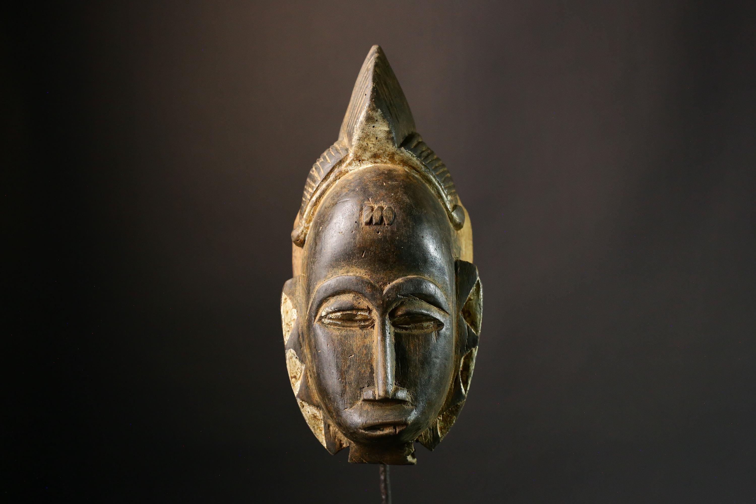 African mask Vintage Baule Mask Antique Tribal Wall Decor Handcrafted Home Accent Ethnic Art Collectible Authentic Cultural Piece-G1884