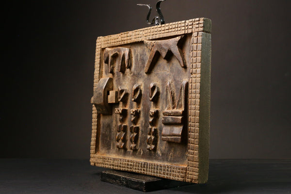 African Vintage Wood Door Wall Art Traditional Dogon Carved Granary primitive art Decor - G3237