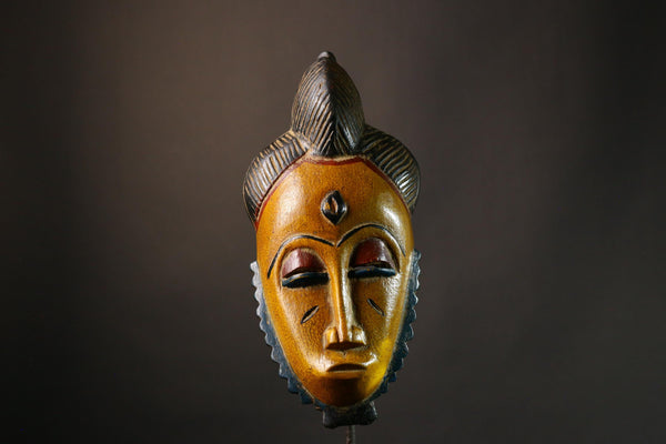 African mask Authentic Antique Guro Tribal Mask - Vintage Hand-Carved African Art for Unique Home Decor & Cultural Collection-9424