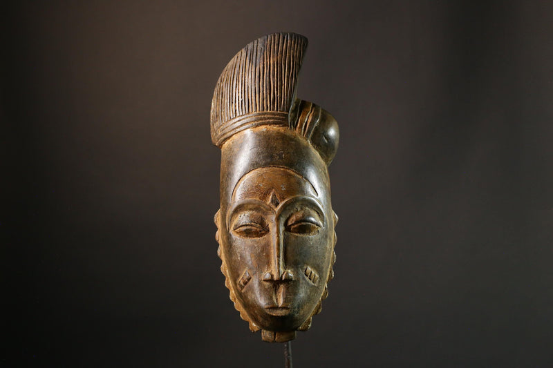 African Authentic Guro Mask - Hand-Carved Unique Wall Hanging Art Collectible for Home Décor-4915