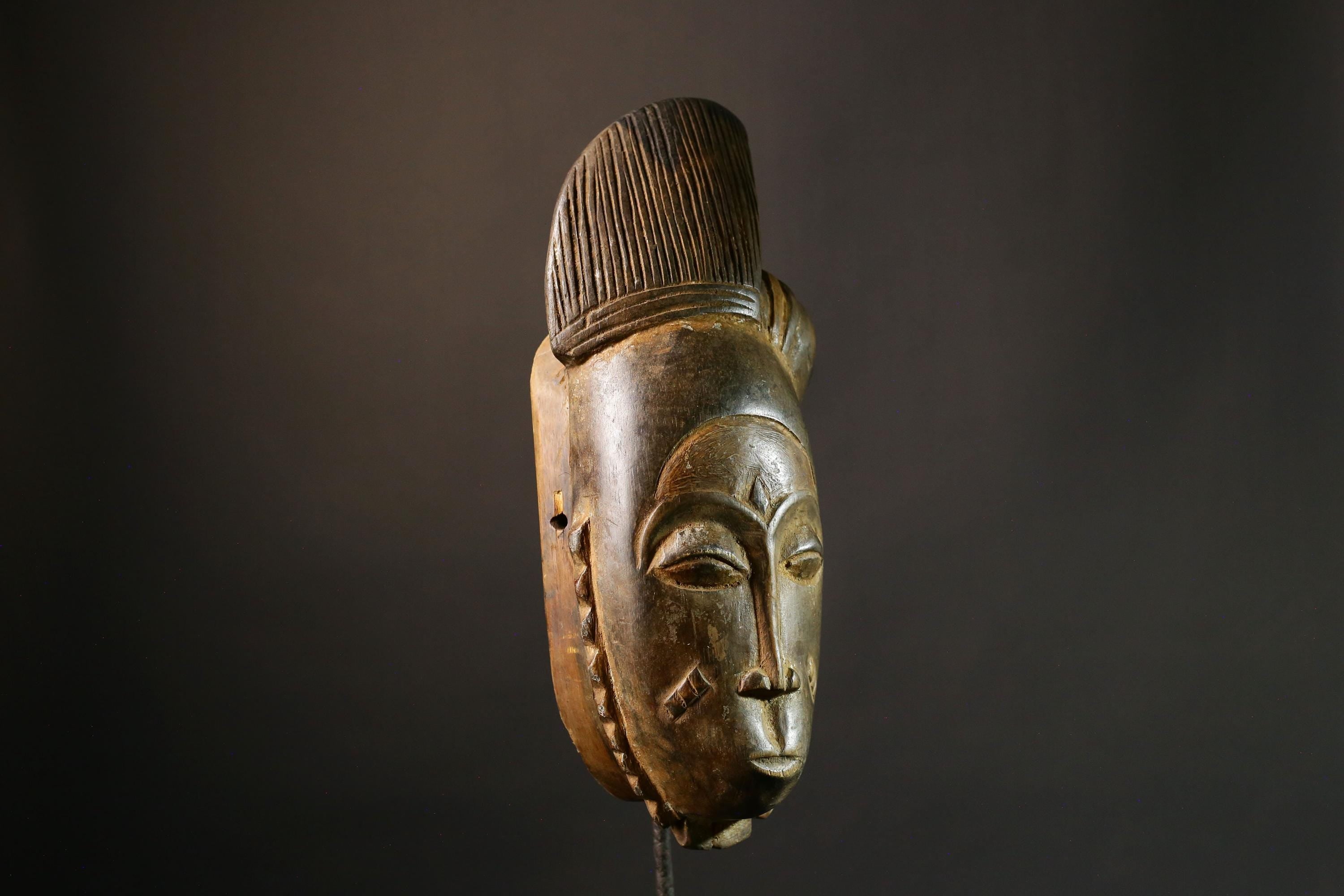 African Authentic Guro Mask - Hand-Carved Unique Wall Hanging Art Collectible for Home Décor-4915
