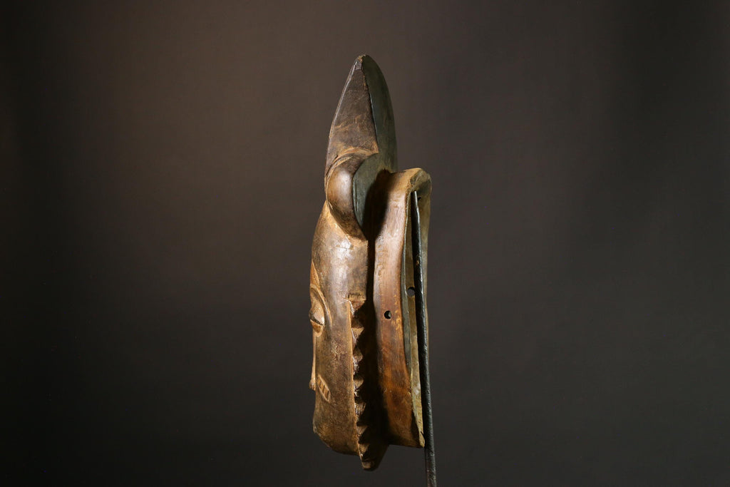 African Authentic Guro Mask - Hand-Carved Unique Wall Hanging Art Collectible for Home Décor-4915