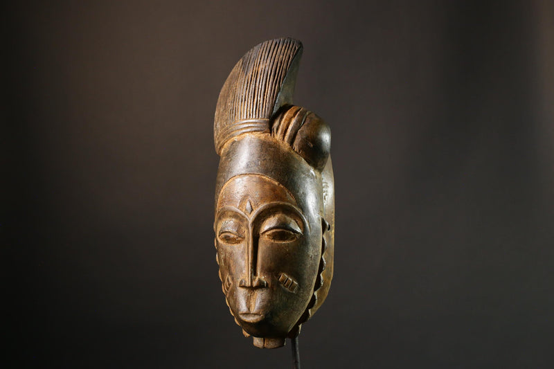 African Authentic Guro Mask - Hand-Carved Unique Wall Hanging Art Collectible for Home Décor-4915