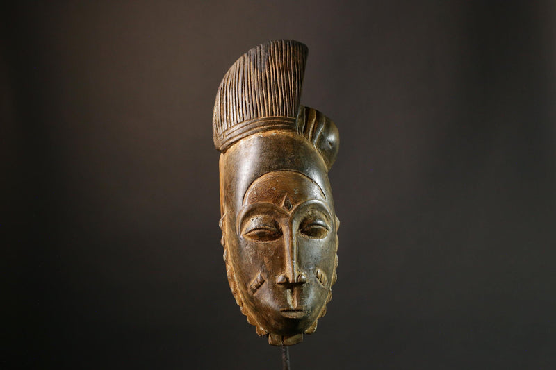 African Authentic Guro Mask - Hand-Carved Unique Wall Hanging Art Collectible for Home Décor-4915