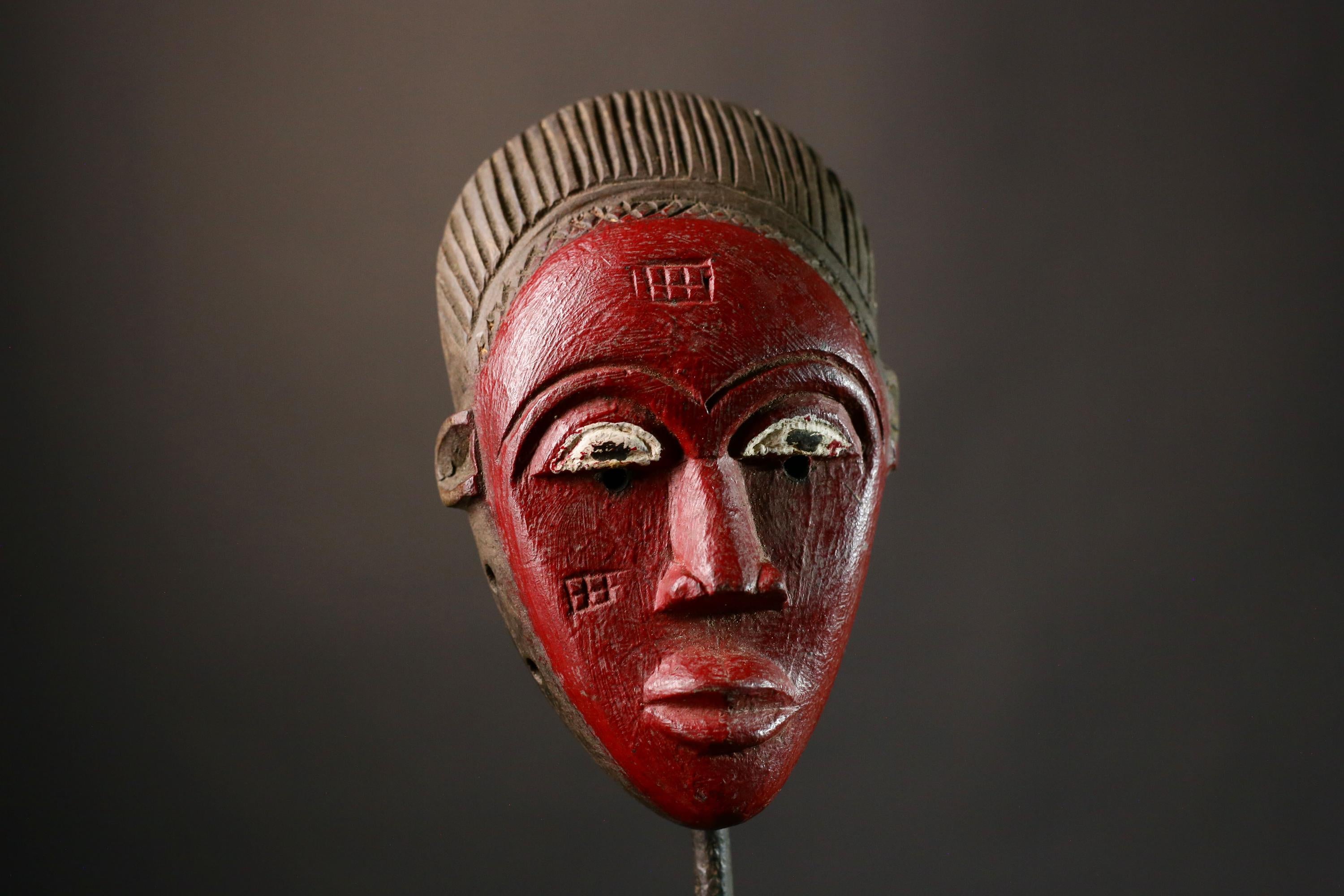 African Vintage Hand Carved Guro Baule African Wall Hanging Mask Unique Ethnic Art Decor Collectible Home Accent-8126