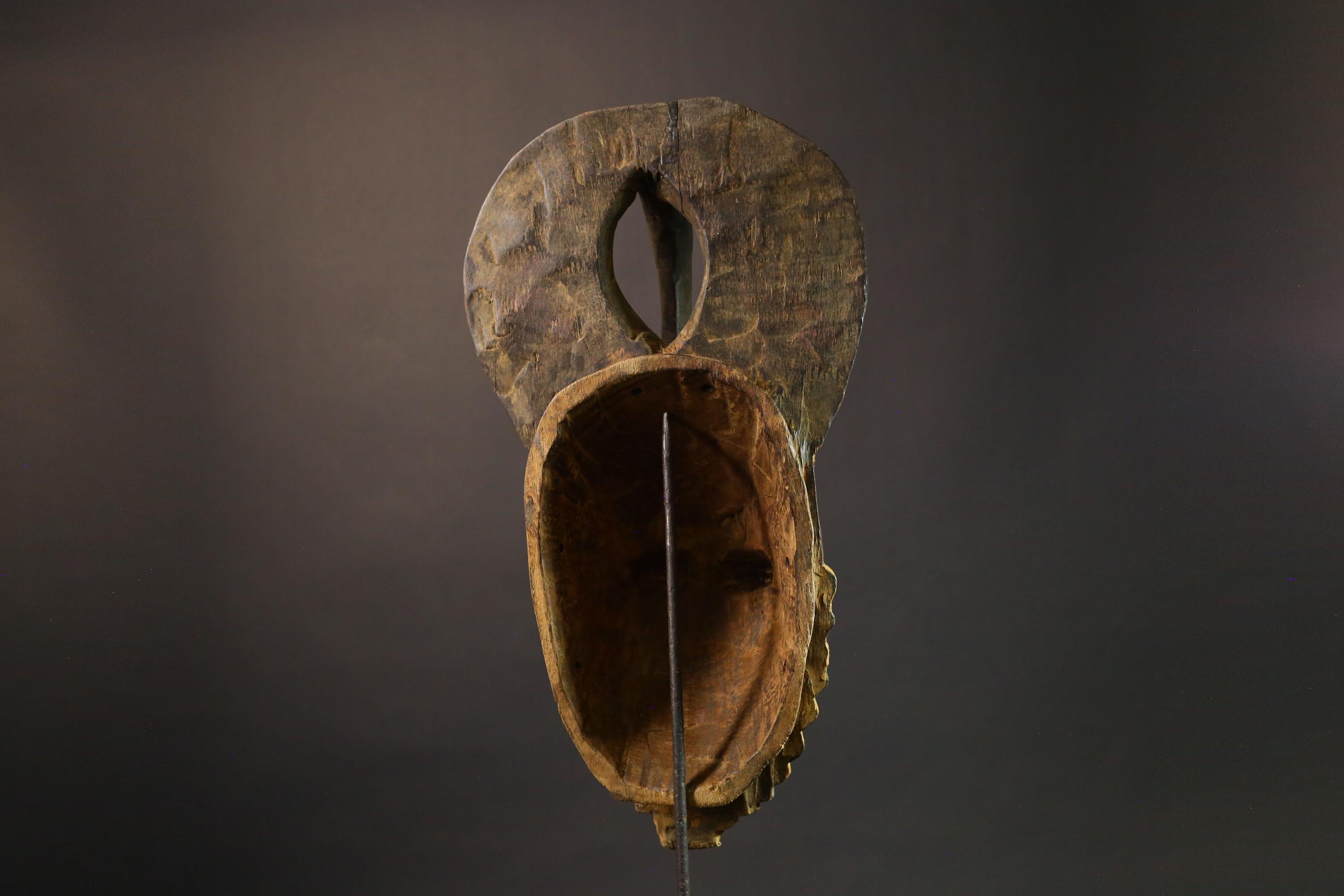 African mask Authentic Vintage Wood Carved Yaouré Tribal Face Mask - Unique Antique Art Collectible for Home Decor or Gift-5007