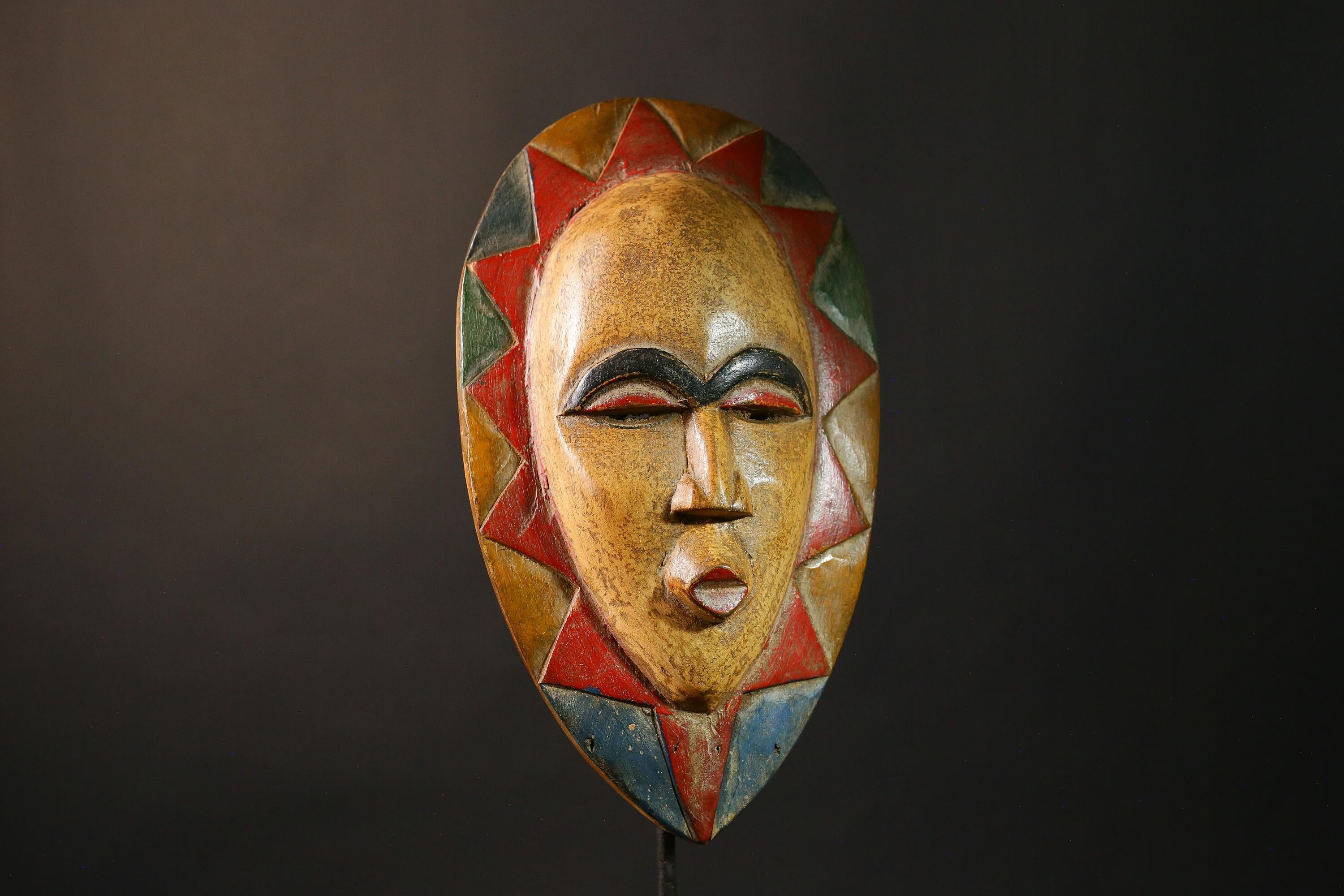 African mask Authentic Antique Guro Tribal Mask - Vintage Hand-Carved African Art for Unique Home Decor & Cultural Collection-G3501