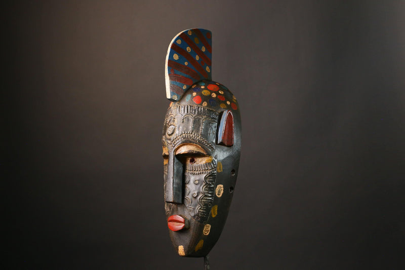 African mask Antique Bambara Mask - Hand Carved Guro Wood Wall Art Collectible-G3498