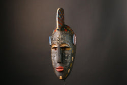 African mask Antique Bambara Mask - Hand Carved Guro Wood Wall Art Collectible-G3498