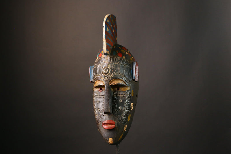 African mask Antique Bambara Mask - Hand Carved Guro Wood Wall Art Collectible-G3498