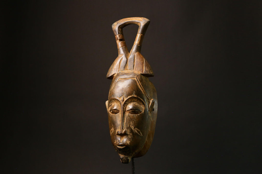 African Guro Mask Hand Carved Wooden Tribal Face Mask Wall Hanging Art Decor  -8004