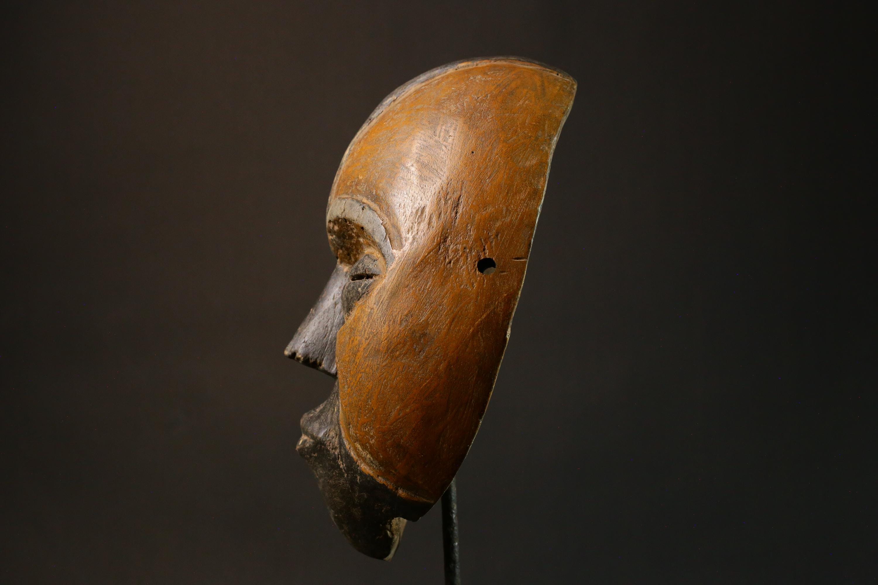 African Mask A Tribal Wood Mask - Antique Igbo Wall Hanging Art for Unique Home Décor Accent-G1631