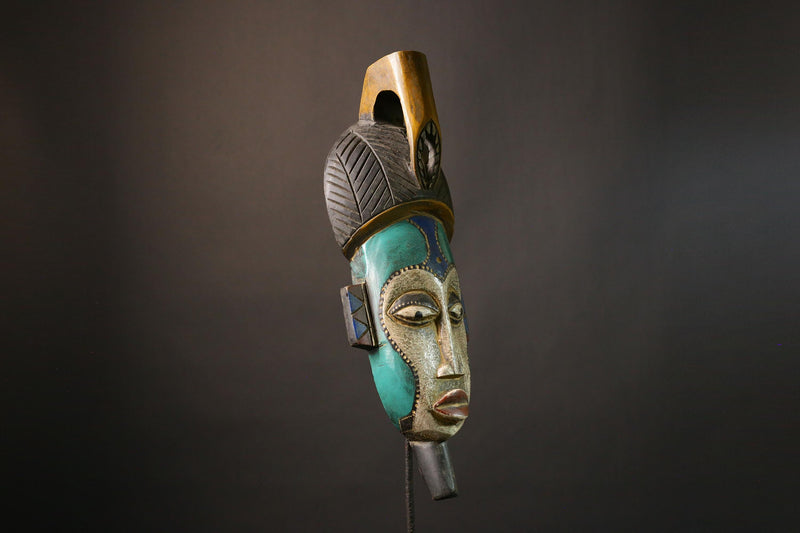 African mask Exquisite Handcrafted African Tribal Mask from Ghana - Unique Ethnic Wall Decor for Boho Chic Interiors-5073