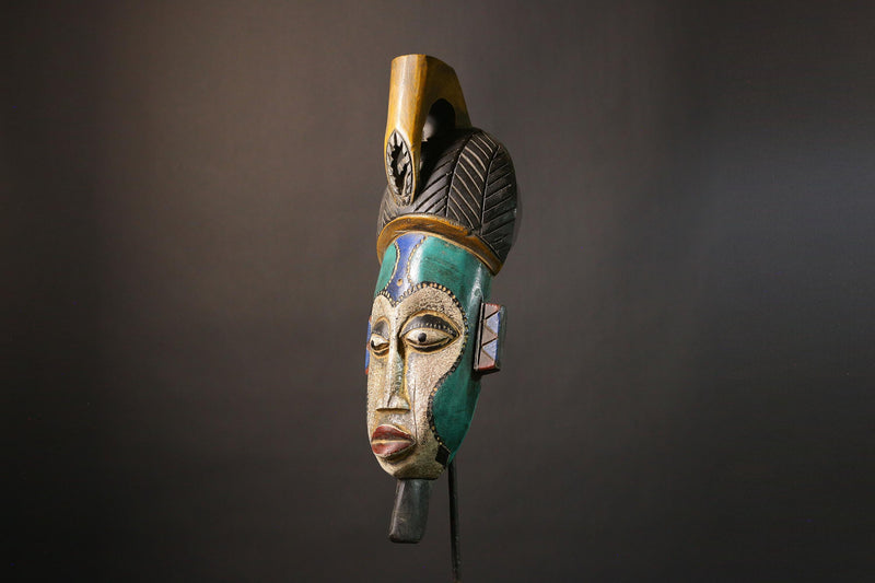 African mask Exquisite Handcrafted African Tribal Mask from Ghana - Unique Ethnic Wall Decor for Boho Chic Interiors-5073