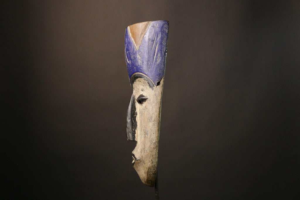 African Tribal Wood Mask Hand Carved Lega People Wall Hanging Art Unique Home Decor Accent Cultural Artwork for Any Space-G1930