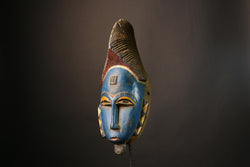 African Mask Baule Antique Mask Hand Carved Tribal Face Wood Wall Hanging Art Unique Cultural Decor for Home Accent  -9497