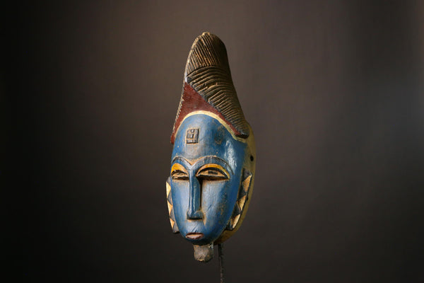 African Mask Baule Antique Mask Hand Carved Tribal Face Wood Wall Hanging Art Unique Cultural Decor for Home Accent  -9497