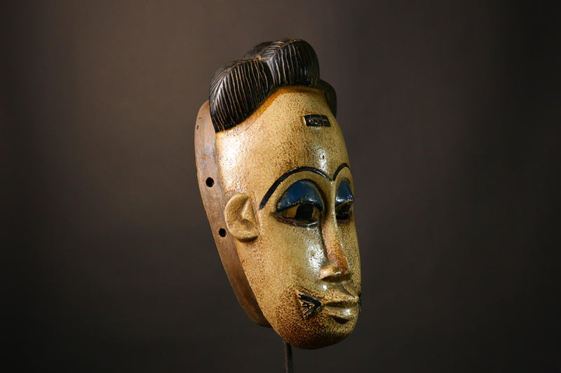 African Mask Authentic Tribal Face Mask Hand Carved Guro Wood Art Unique Decoration from Côte d'Ivoire Cultural Home Decor Accent  -9496