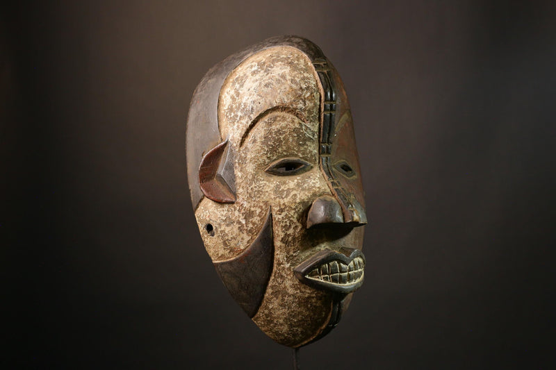 African Mask Authent Nigerian Igbo Wood Carved Maiden Spirit Mask Unique Tribal Wall Decoration  Cultural Home Accent Piece-9493