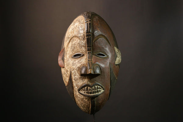 African Mask Authent Nigerian Igbo Wood Carved Maiden Spirit Mask Unique Tribal Wall Decoration  Cultural Home Accent Piece-9493