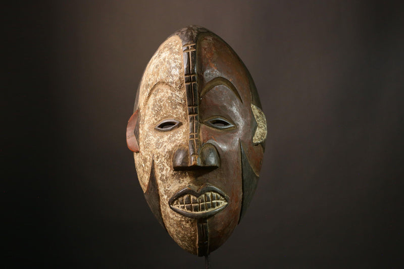 African Mask Authent Nigerian Igbo Wood Carved Maiden Spirit Mask Unique Tribal Wall Decoration  Cultural Home Accent Piece-9493