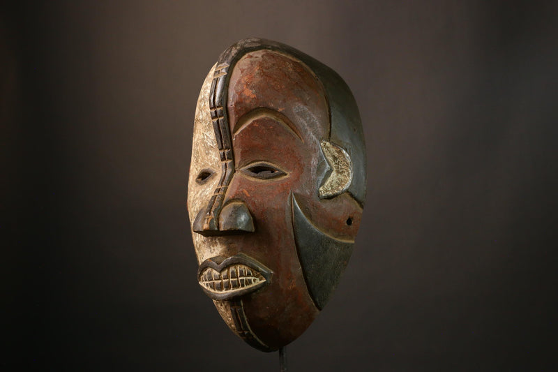 African Mask Authent Nigerian Igbo Wood Carved Maiden Spirit Mask Unique Tribal Wall Decoration  Cultural Home Accent Piece-9493