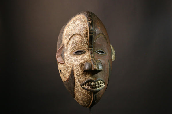 African Mask Authent Nigerian Igbo Wood Carved Maiden Spirit Mask Unique Tribal Wall Decoration  Cultural Home Accent Piece-9493