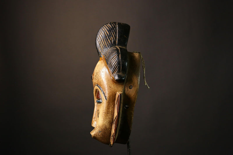 African Mask Baule Antique Wooden Mask Unique Wall Hanging Primitive Art Cultural Home Decor Ethnic Accent Piece for Your Space-9491