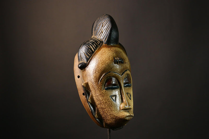 African Mask Baule Antique Wooden Mask Unique Wall Hanging Primitive Art Cultural Home Decor Ethnic Accent Piece for Your Space-9491