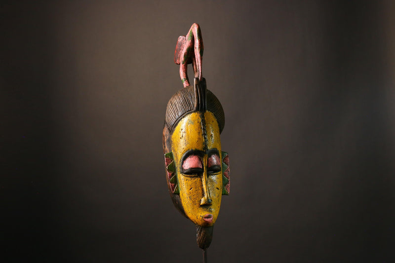 African Hand Carved Wooden Mask | Unique Wall Decor | Art from Guro Tribe | Cultural Home Accent | Tribal Face Mask for Any Room  -9485