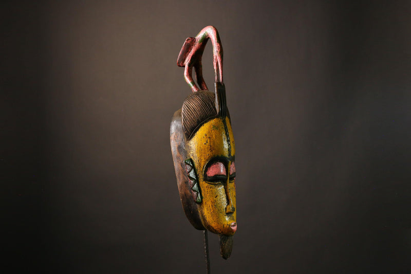 African Hand Carved Wooden Mask | Unique Wall Decor | Art from Guro Tribe | Cultural Home Accent | Tribal Face Mask for Any Room  -9485