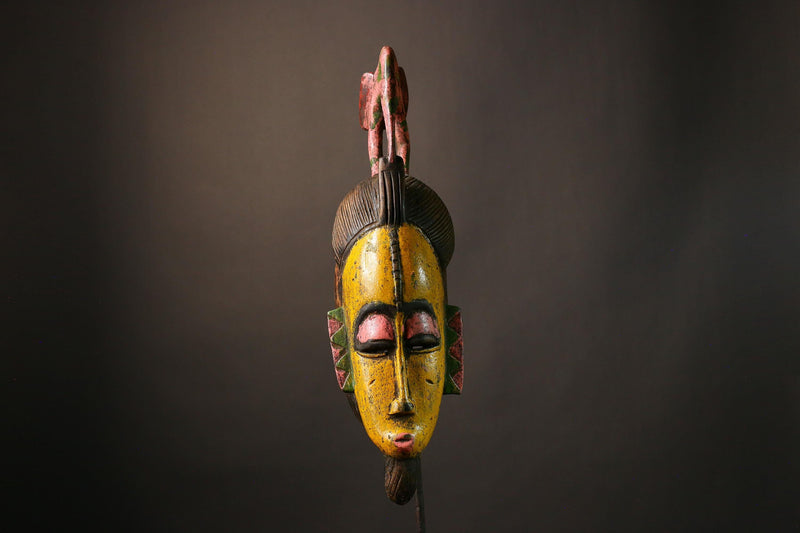 African Hand Carved Wooden Mask | Unique Wall Decor | Art from Guro Tribe | Cultural Home Accent | Tribal Face Mask for Any Room  -9485