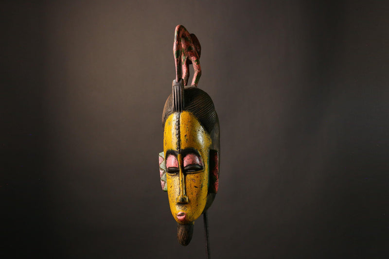 African Hand Carved Wooden Mask | Unique Wall Decor | Art from Guro Tribe | Cultural Home Accent | Tribal Face Mask for Any Room  -9485