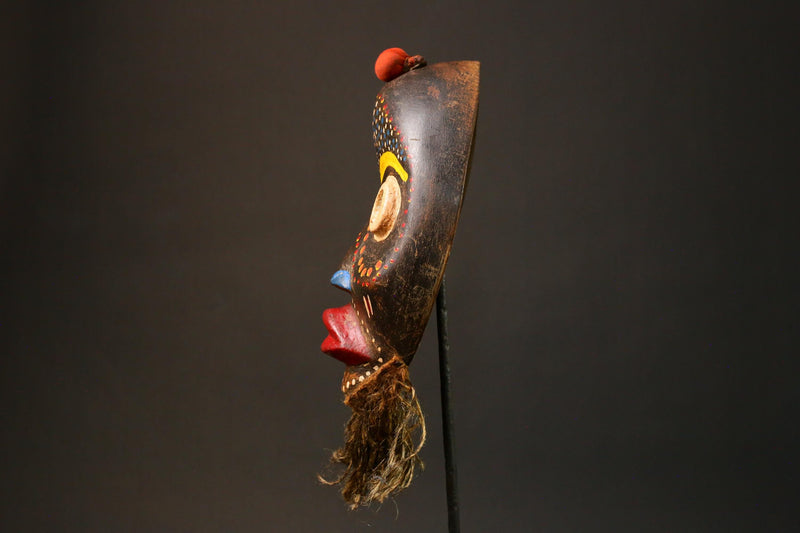 African Dan Mask Unique Bird Mano Art Hand Carved Wall Decor Ethnic Accent Artisan Craft Handmade Home Decor Piece-G3260