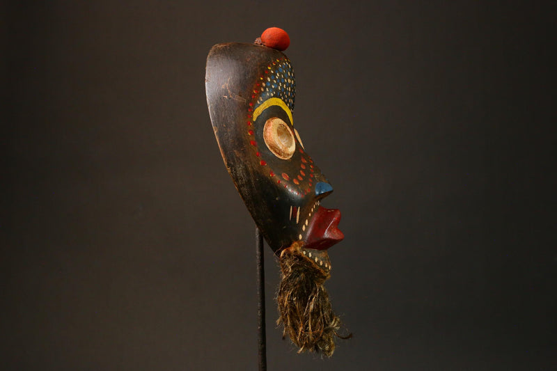 African Dan Mask Unique Bird Mano Art Hand Carved Wall Decor Ethnic Accent Artisan Craft Handmade Home Decor Piece-G3260