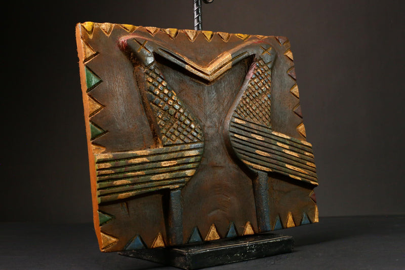 African on Granary Unique Wall Decor Piece with Spirit Symbols Authentic African Art Rustic Home Accent G3259