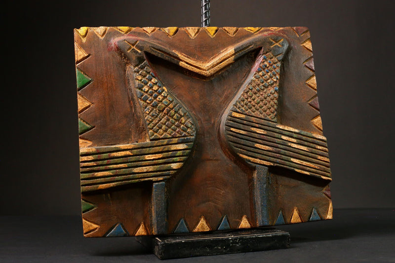 African on Granary Unique Wall Decor Piece with Spirit Symbols Authentic African Art Rustic Home Accent G3259