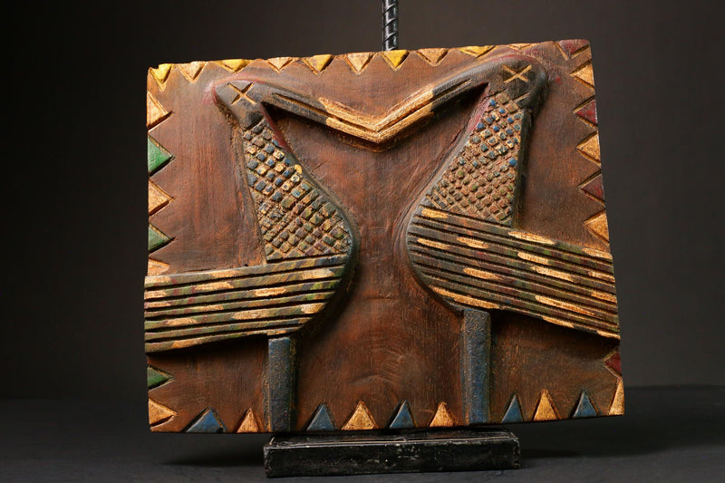 African on Granary Unique Wall Decor Piece with Spirit Symbols Authentic African Art Rustic Home Accent G3259