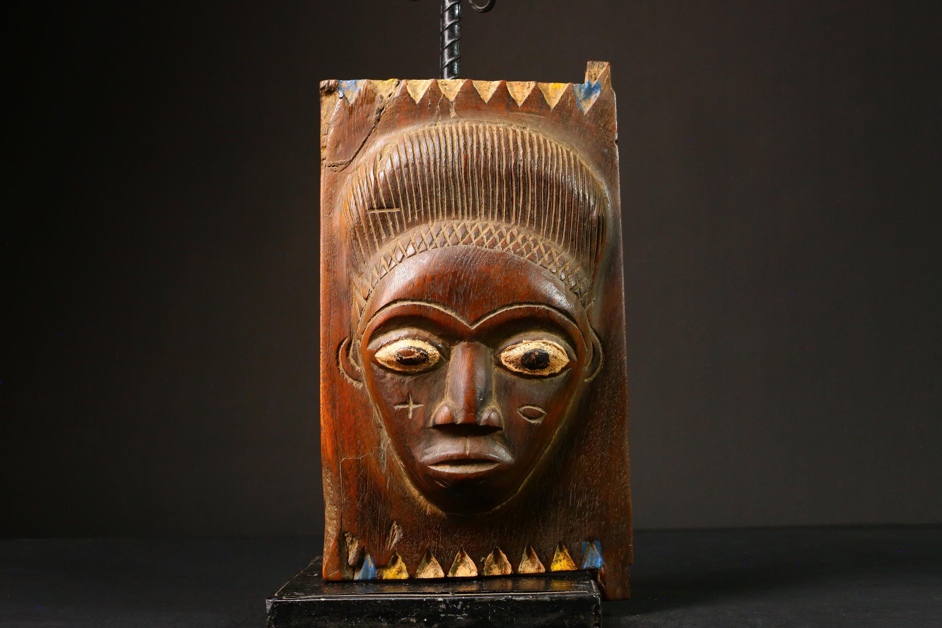 African Antique Granary Door Weathered Wood Unique Rare Ancestral Spirit Symbols Rustic Wall Art Decor Piece Cultural Heritage-G3258