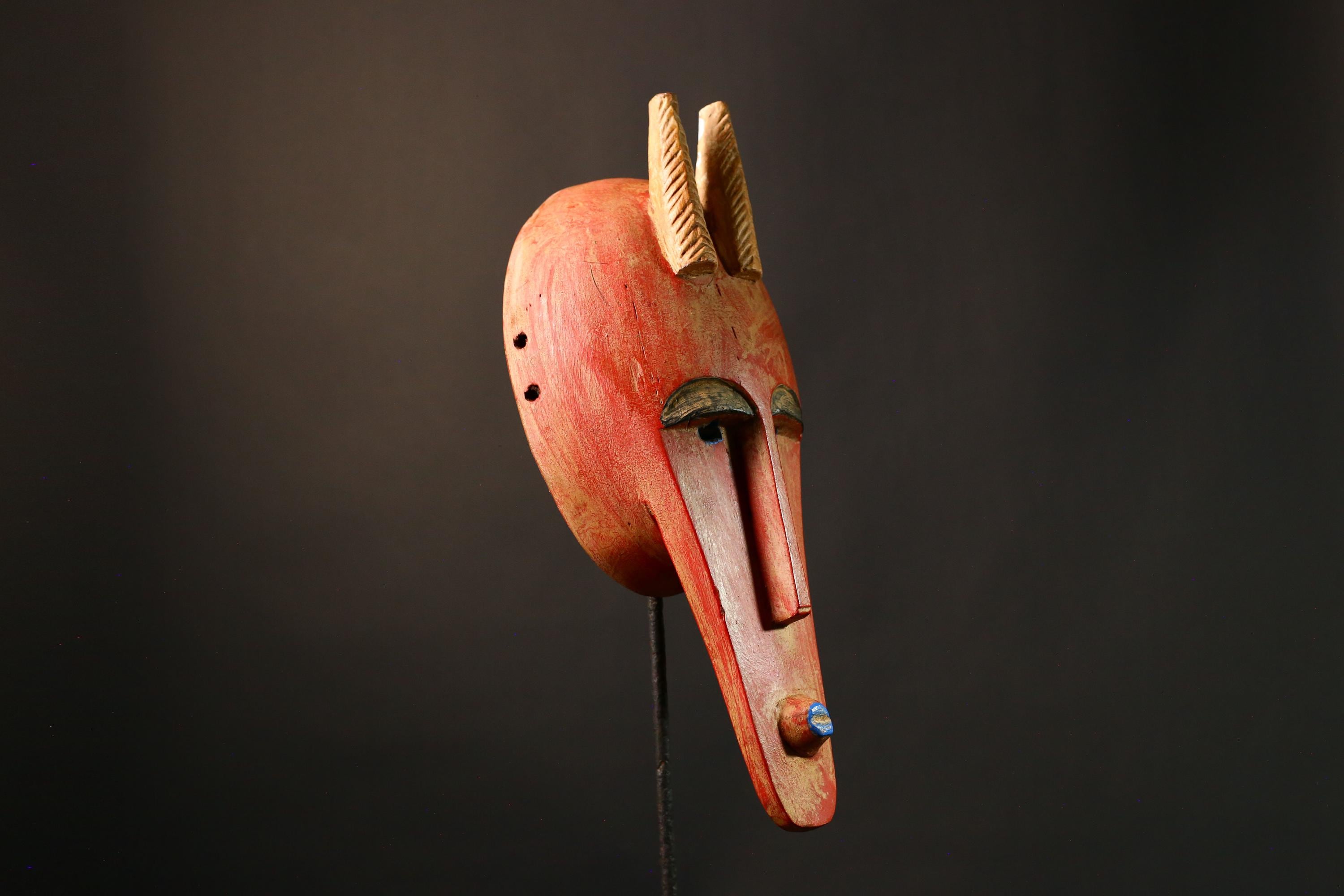 African Stunning Antique Tribal Wood Masks, Exclusive Bambara Wall Décor, Unique Handcrafted Ethnic Art for Collectors and Decoration-G3521
