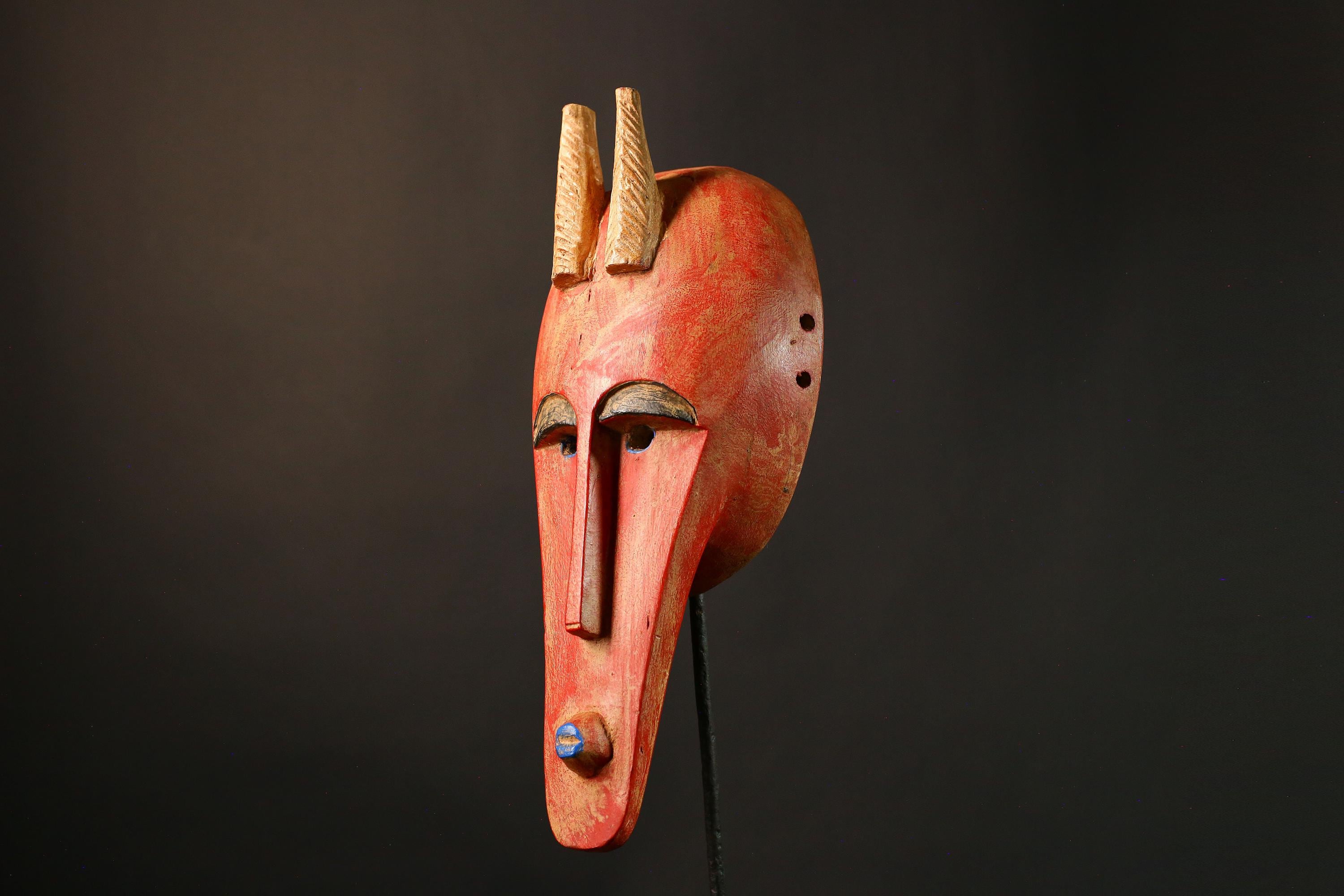 African Stunning Antique Tribal Wood Masks, Exclusive Bambara Wall Décor, Unique Handcrafted Ethnic Art for Collectors and Decoration-G3521