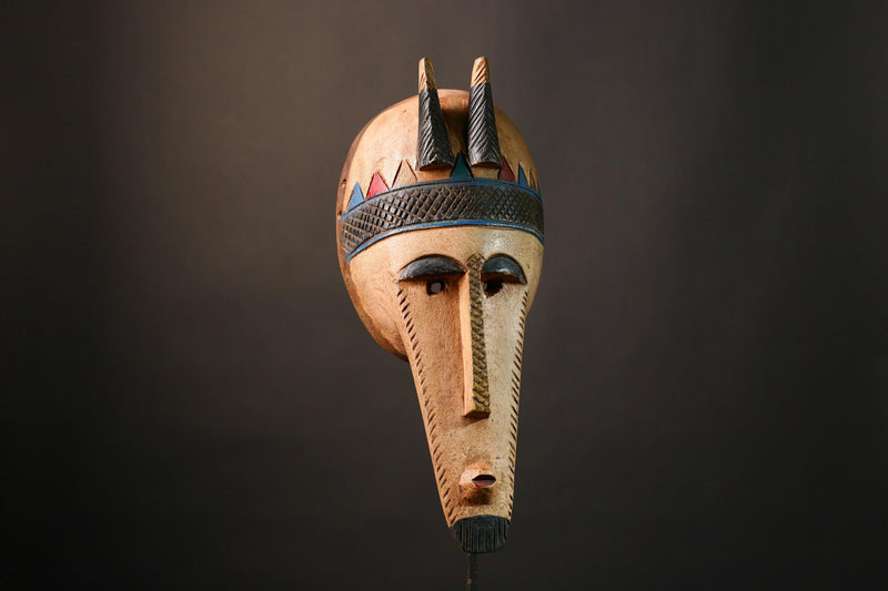 African Vintage Bambara Mask, Handcrafted Kore Tribal Art, Unique Décor, Stunning Ethnic Wall Hanging, Home Decoration and Collectors-G3518