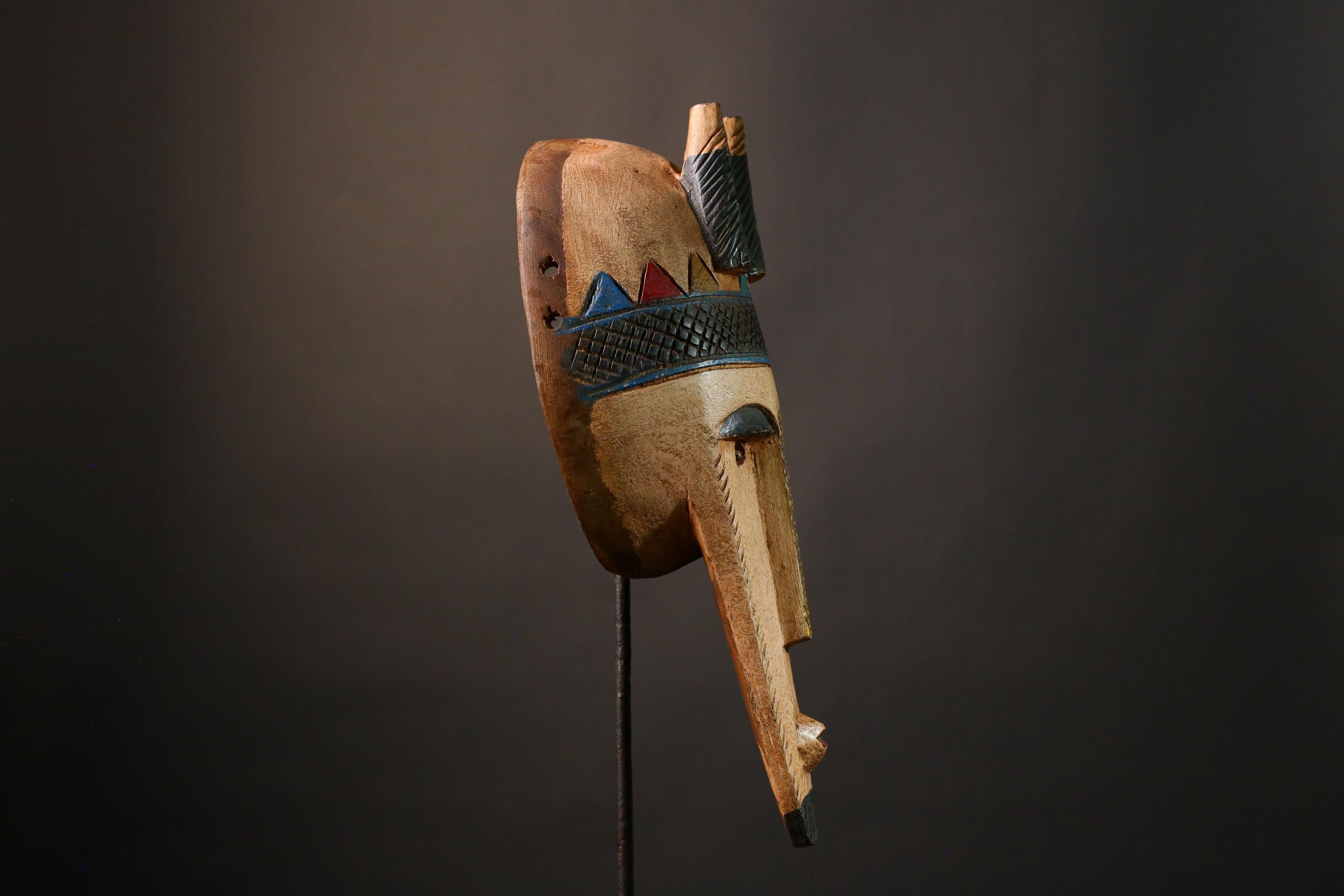 African Vintage Bambara Mask, Handcrafted Kore Tribal Art, Unique Décor, Stunning Ethnic Wall Hanging, Home Decoration and Collectors-G3518