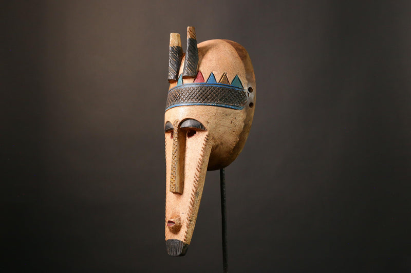 African Vintage Bambara Mask, Handcrafted Kore Tribal Art, Unique Décor, Stunning Ethnic Wall Hanging, Home Decoration and Collectors-G3518