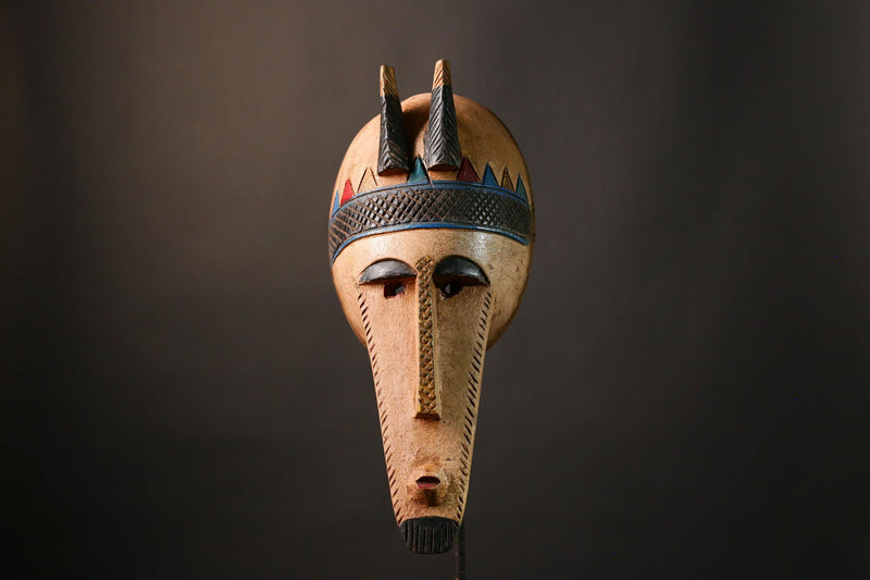 African Vintage Bambara Mask, Handcrafted Kore Tribal Art, Unique Décor, Stunning Ethnic Wall Hanging, Home Decoration and Collectors-G3518