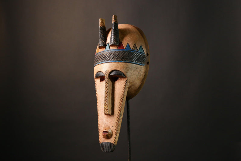 African Vintage Bambara Mask, Handcrafted Kore Tribal Art, Unique Décor, Stunning Ethnic Wall Hanging, Home Decoration and Collectors-G3518