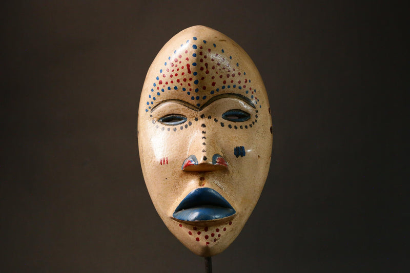 African Mask Authent Antique Dan Mask Hand-Carved Tribal Art from Liberia Unique Wall Decor Item for Home Display - G3275